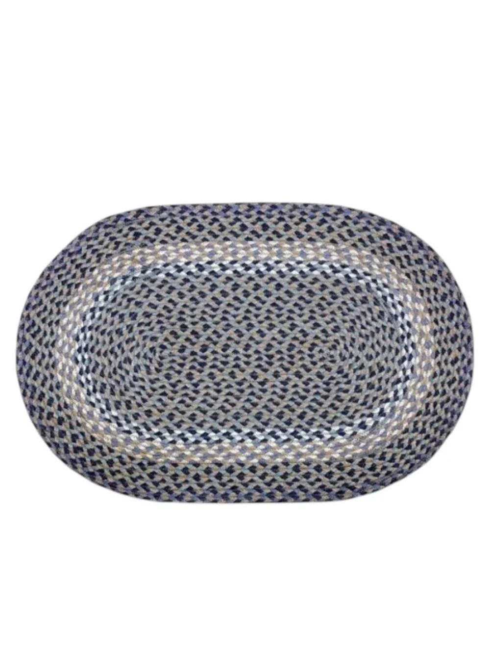 Blue and Natural Oval Braided Rug 20 x 30